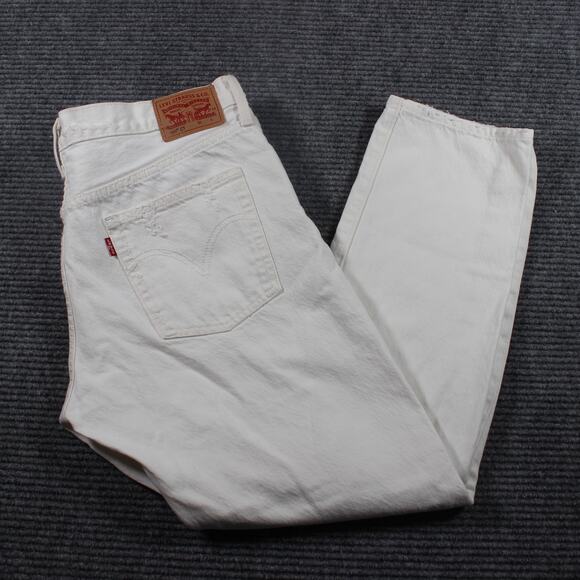 Levi’s 501 Jeans Mens 30x32 White Custom Tapered Distressed Button Fly - Picture 1 of 10